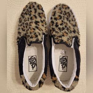 NWOT Vans Faux Fur / Sherpa Leopard Slip On Sneaker, Listed Under Ladies